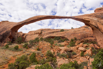 Landscape Arch, the longest natural arch in the world at Arches National Park