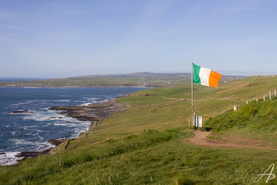 Irish flag on Doolin cliff walks