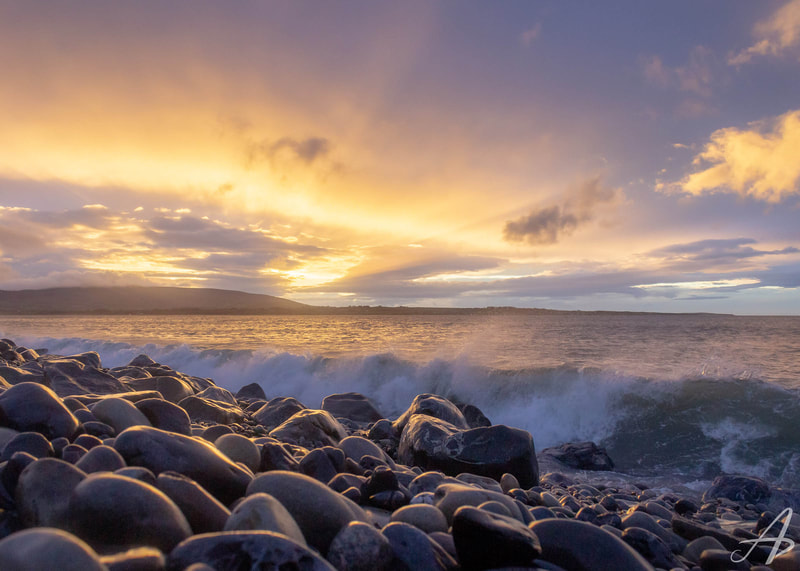 Sunset and waves, Strandhill, County Sligo