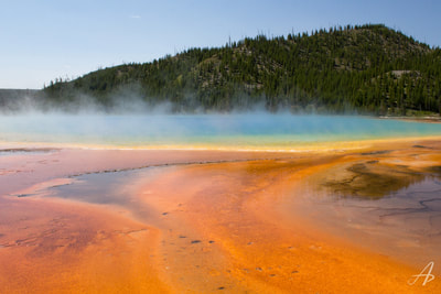 Grand Prismatic hot spring, the largest hot spring in the US, Yellowstone National Park